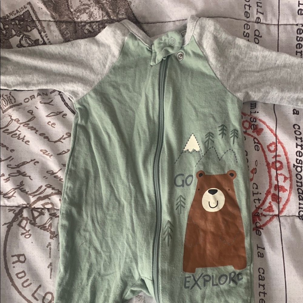 Green Baby Onesie with Bear Design